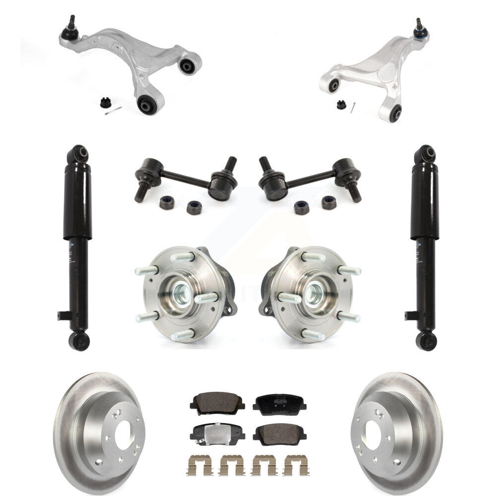 Rear Coated Rotor Semi-Metallic Pads Hub Bearing Shock Upper Control Arm & Link Kit (11Pc) For KM-10