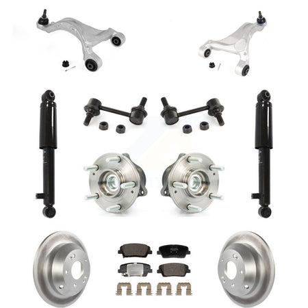 Rear Coated Rotor Semi-Metallic Pads Hub Bearing Shock Upper Control Arm & Link Kit (11Pc) For KM-10
