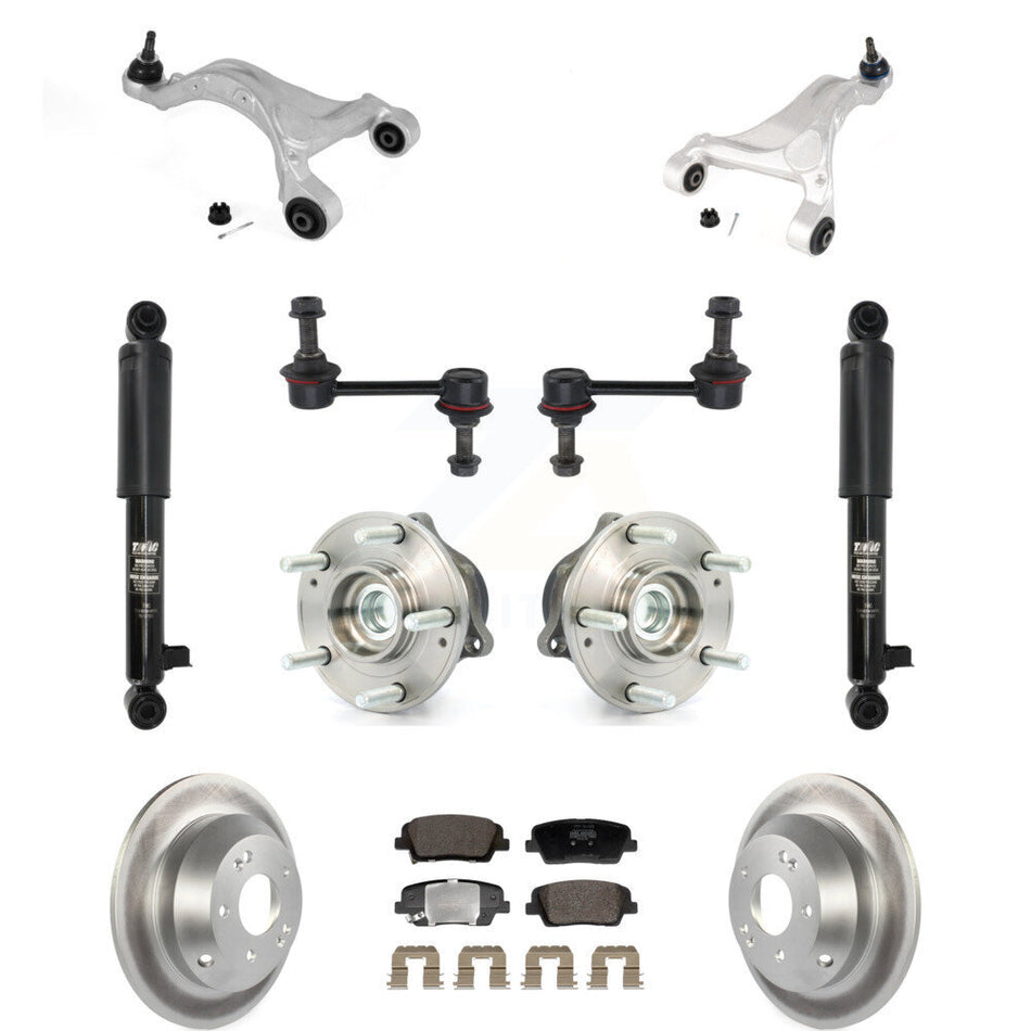 Rear Coated Rotor Semi-Metallic Pads Hub Bearing Shock Upper Control Arm & Link Kit (11Pc) For KM-10