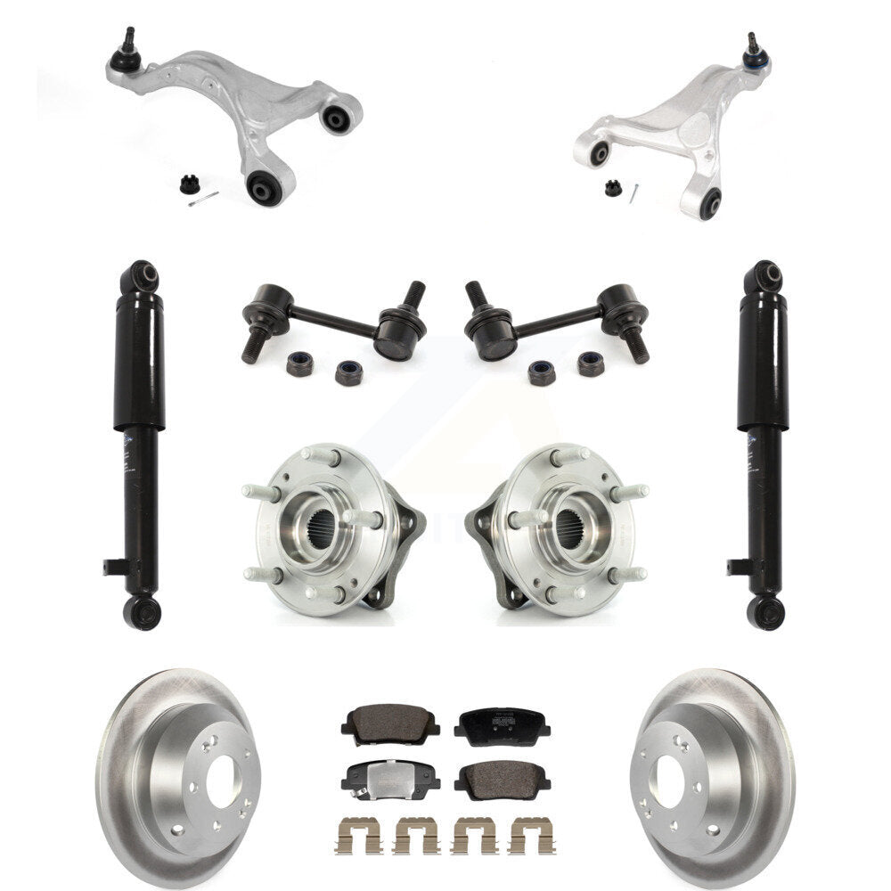 Rear Coated Rotor Semi-Metallic Pads Hub Bearing Shock Upper Control Arm & Link Kit (11Pc) For KM-10