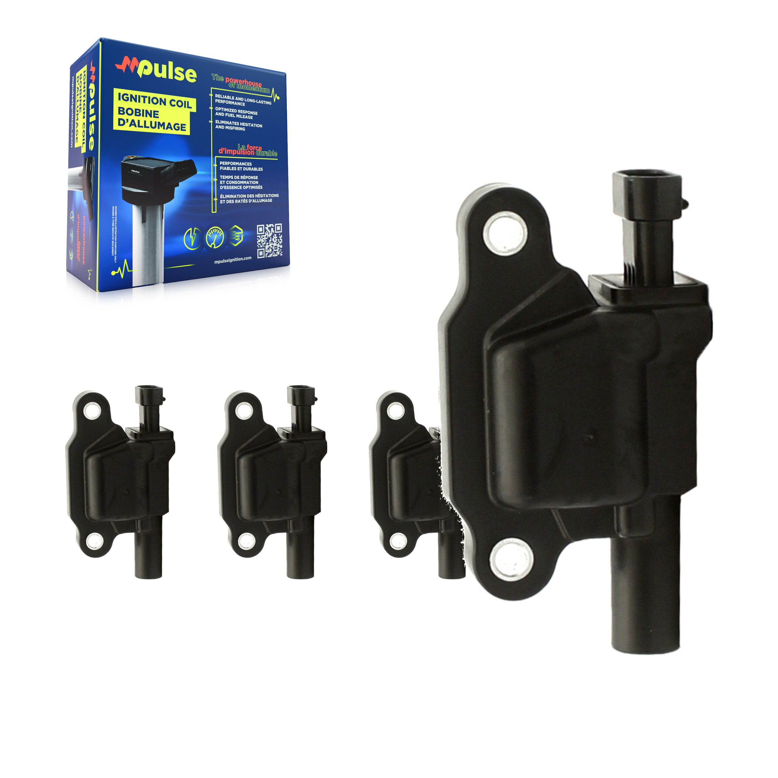 Ignition Coil (4 Pack) For Chevrolet GMC Sierra 1500 Silverado 2500 HD Savana 3500 Impala KMP-100393