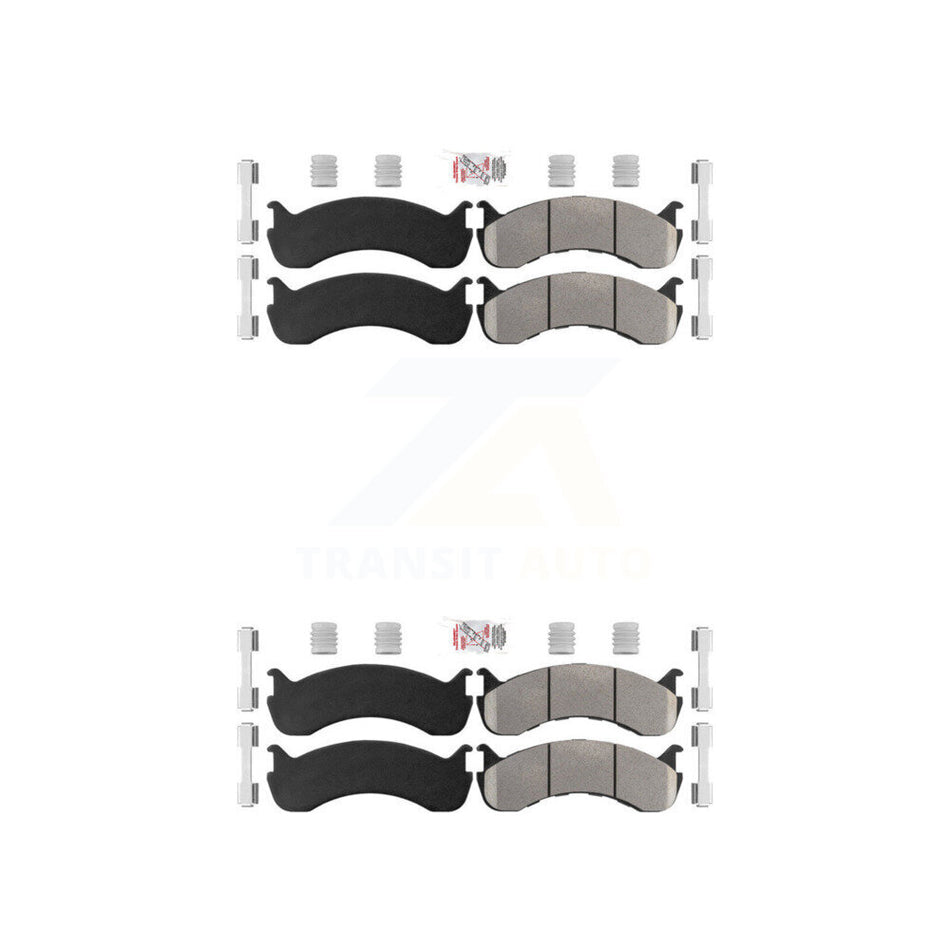 AmeriBRAKES Front Rear Semi-Metallic Disc Brake Pads Kit For Freightliner MT45 MT55 Kenworth T370 T270 IC Corporation CE Integrated MT35 International 4300 M2 106 Ford Peterbilt Workhorse KNF-100121