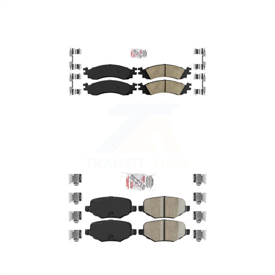 AmeriBRAKES Front Rear Ceramic Disc Brake Pads Kit For 2010-2012 Ford Taurus SHO KNF-100160