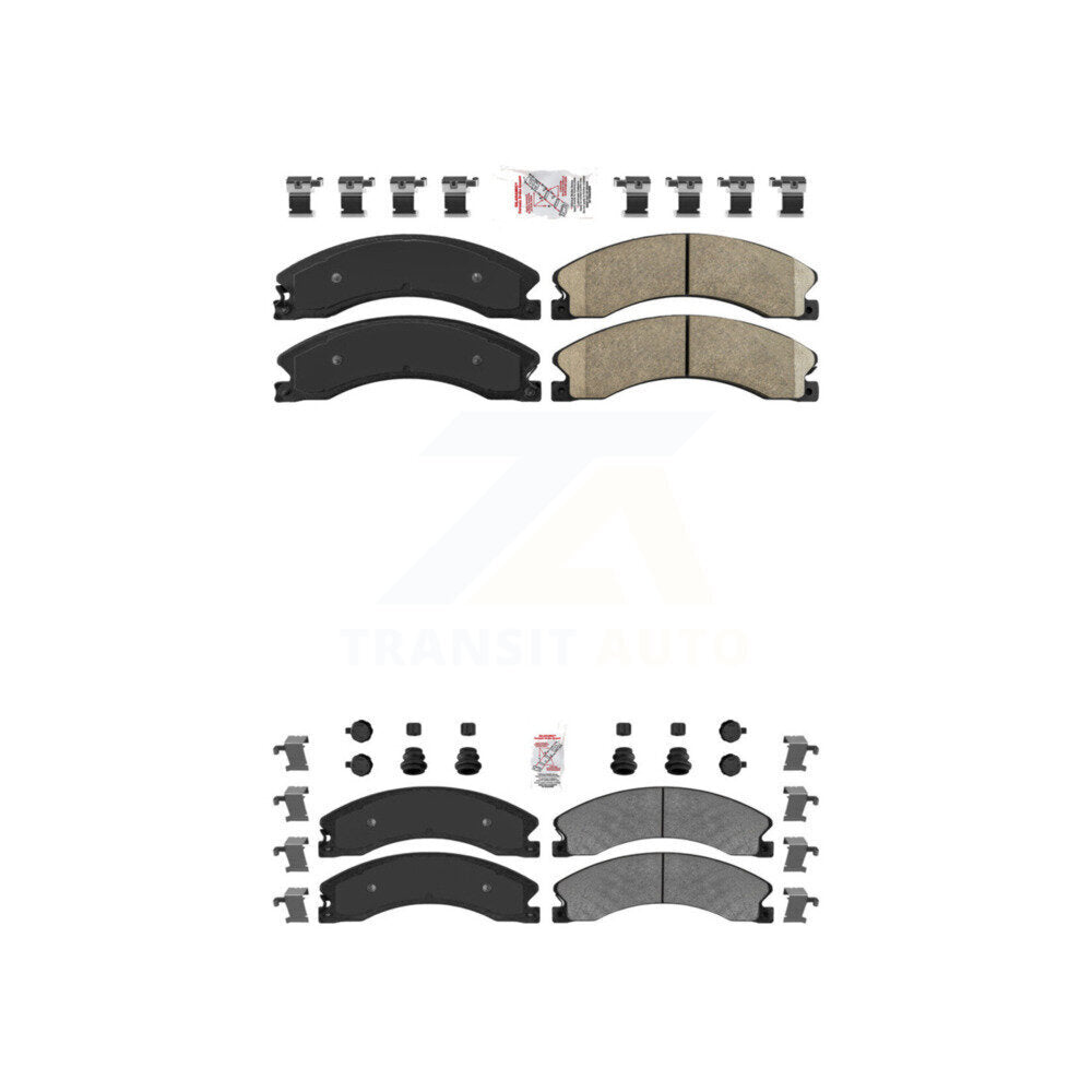 Front Ceramic Rear Semi-Metallic Disc Brake Pads Kit For GMC Chevrolet Sierra 2500 HD KNF-100365