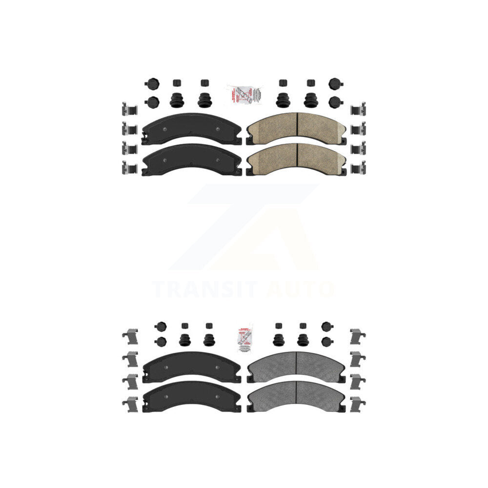 Front Ceramic Rear Semi-Metallic Disc Brake Pads Kit For GMC Chevrolet Sierra 2500 HD KNF-100371