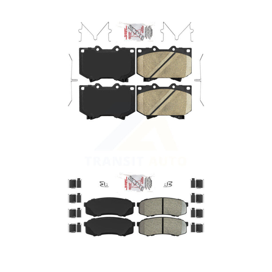 Front Ceramic Rear Semi-Metallic Disc Brake Pads Kit For Toyota Sequoia KNF-100468