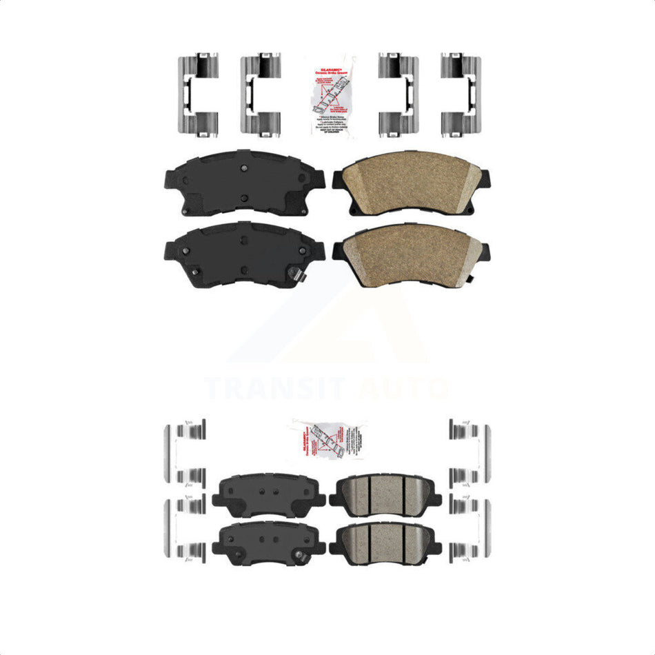 AmeriBRAKES Front Rear Ceramic Disc Brake Pads Kit For 2013 Cadillac ATS With 300mm Diameter Rotor KNF-100485