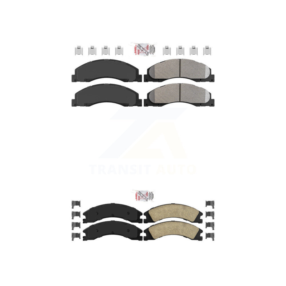 Front Semi-Metallic Rear Ceramic Disc Brake Pads Kit For Ford E-450 Super Duty KNF-101319