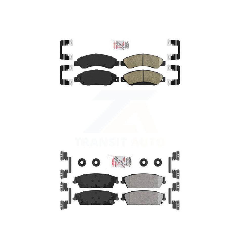 Front Ceramic Rear Semi-Metallic Disc Brake Pads Kit For Chevrolet Avalanche Cadillac GMC KNF-101446