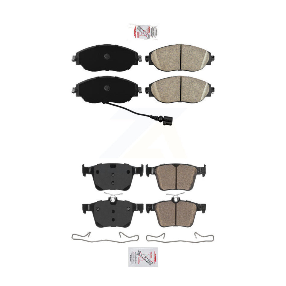 AmeriBRAKES Front Rear Ceramic Disc Brake Pads Kit For 2017-2019 Volkswagen Golf R KNF-101499