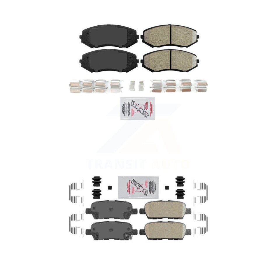 AmeriBRAKES Front Semi-Metallic Rear Ceramic Disc Brake Pads Kit For 2007-2008 Suzuki Grand Vitara KNF-101509