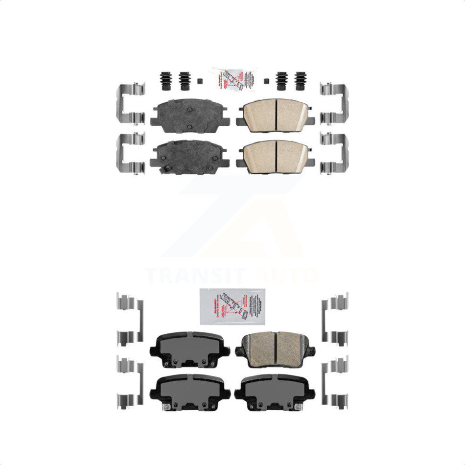 AmeriBRAKES Front Rear Ceramic Disc Brake Pads Kit For 2018-2019 Buick Regal Sportback AWD with 3.6L With 300mm Diameter Rotor KNF-101541