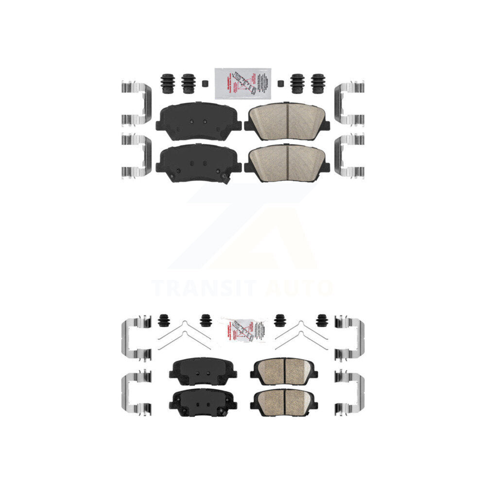 AmeriBRAKES Front Rear Ceramic Disc Brake Pads Kit For 2014-2015 Kia Sorento With Red Painted Calipers KNF-101648