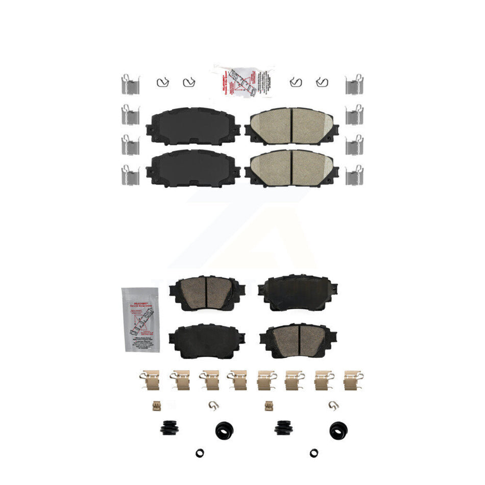 AmeriBRAKES Front Rear Ceramic Disc Brake Pads Kit For 2020-2022 Toyota Corolla FULL HYBRID EV-GAS (FHEV) engine With Electric Parking KNF-101663