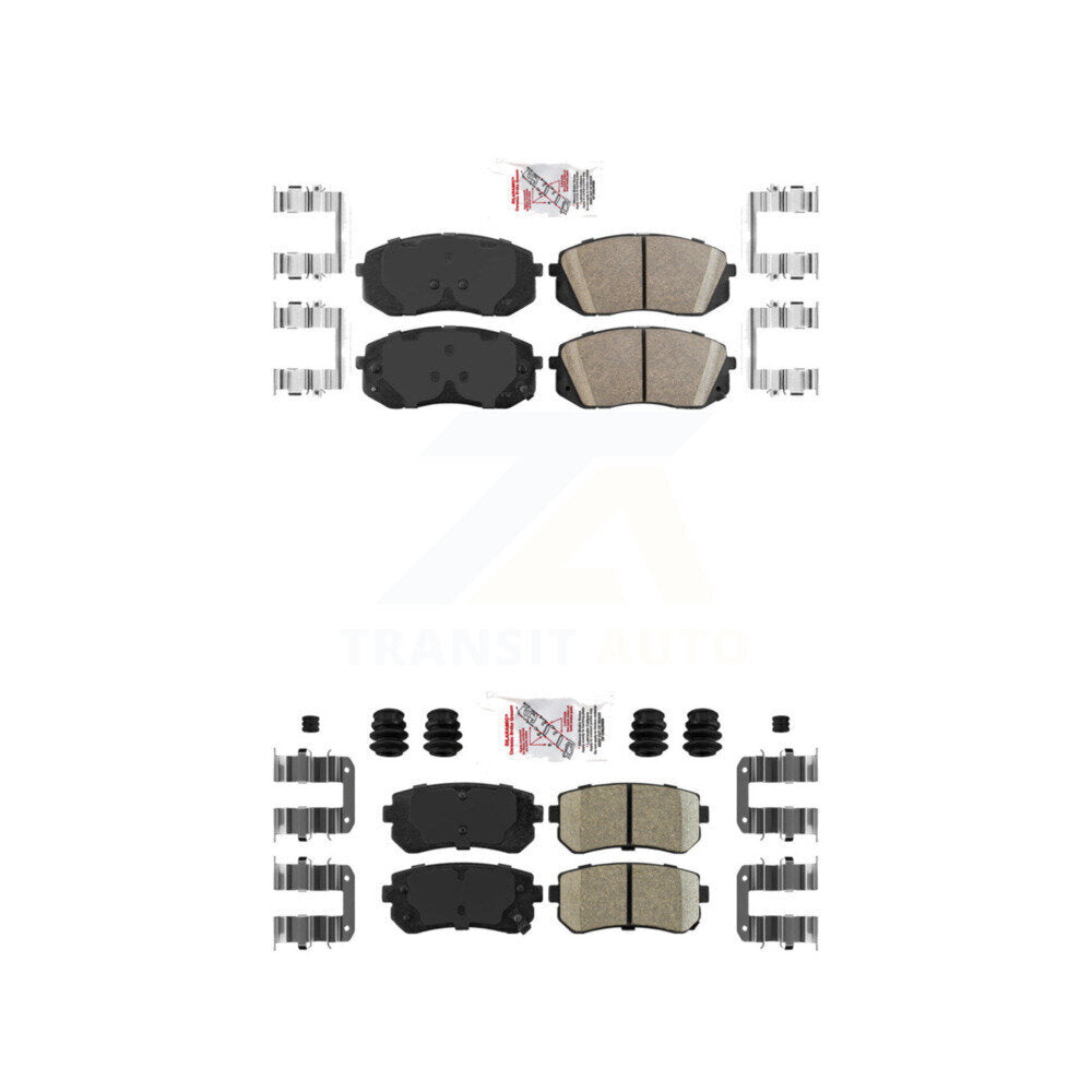 AmeriBRAKES Front Rear Ceramic Disc Brake Pads Kit For 2015-2016 Hyundai Sonata GAS engine With Manual Parking KNF-101673