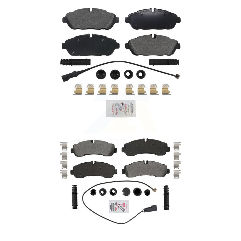 AmeriBRAKES Front Rear Semi-Metallic Disc Brake Pads Kit For Ford Transit-350 HD Axle w/ 6 Hole 132mm Bolt Circle Dia AWD KNF-101876