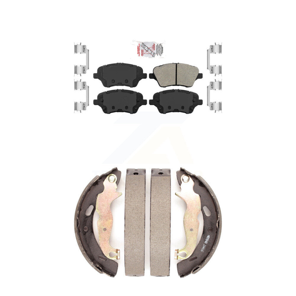 Front Semi-Metallic Disc Brake Pads And Rear Drum Shoes Kit For 2014-2019 Ford Fiesta ST KNN-100026