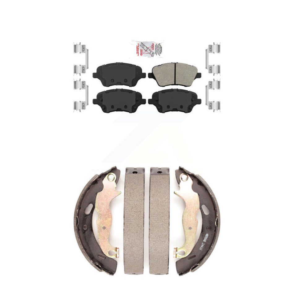 Front Semi-Metallic Disc Brake Pads And Rear Drum Shoes Kit For 2014-2019 Ford Fiesta ST KNN-100026