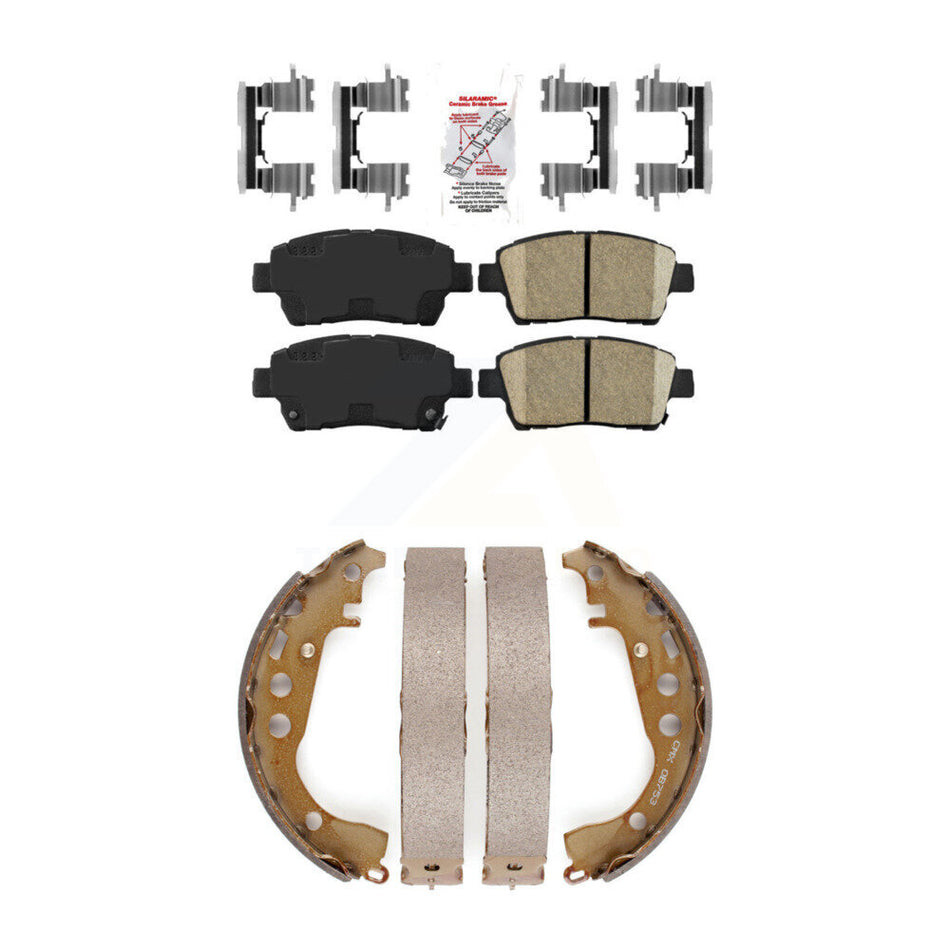 Front Ceramic Disc Brake Pads And Rear Drum Shoes Kit For Toyota Prius Celica Scion xB xA KNN-100041