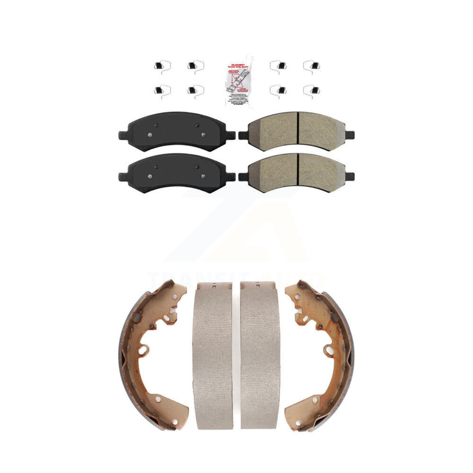 Front Semi-Metallic Disc Brake Pads And Rear Drum Shoes Kit For Dakota Dodge Ram Raider KNN-100125