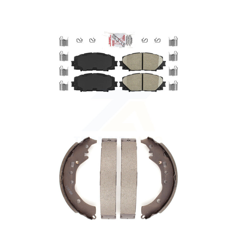 Front Ceramic Disc Brake Pads And Rear Drum Shoes Kit For Toyota Prius C Scion iQ KNN-100140