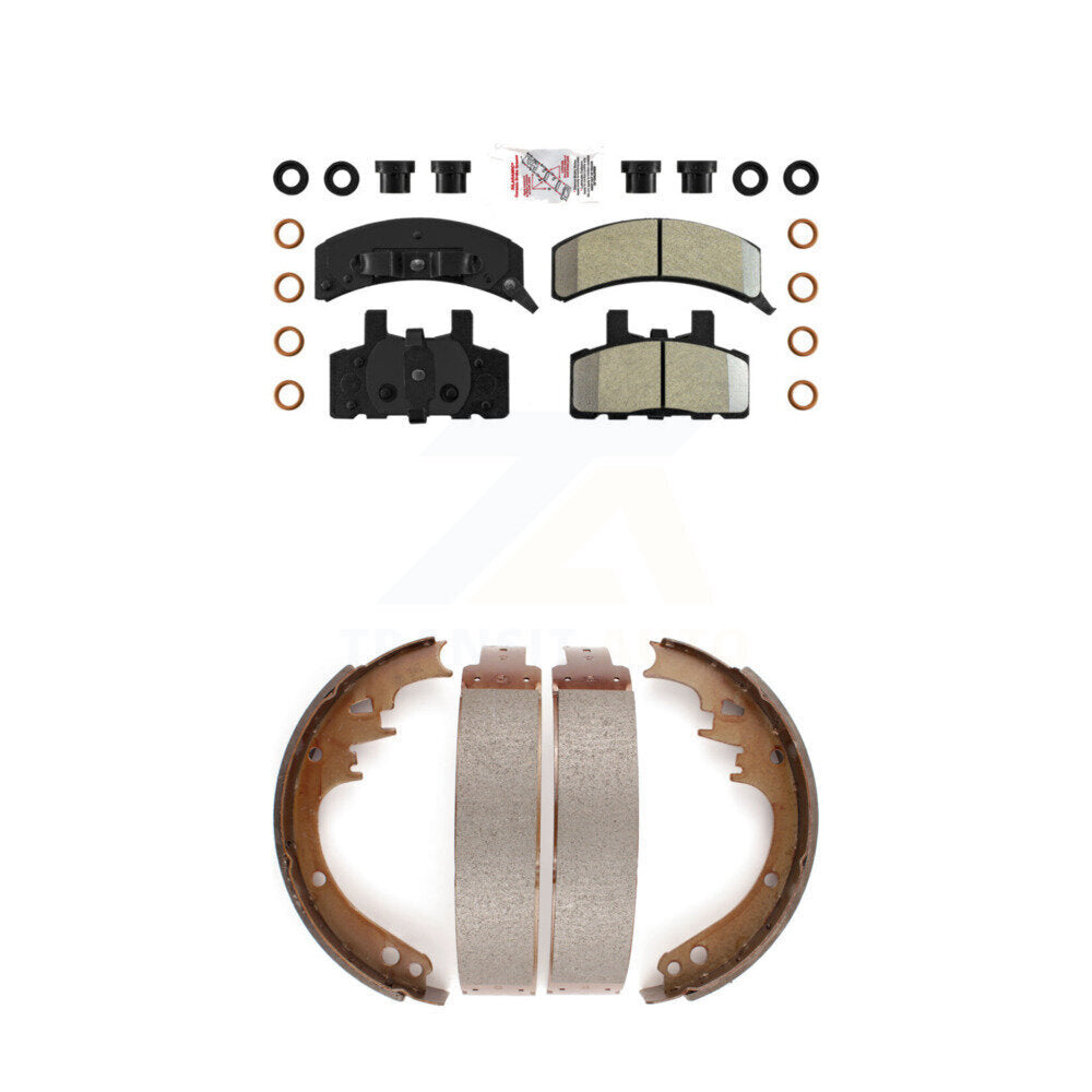 Front Semi-Metallic Disc Brake Pads And Rear Drum Shoes Kit For Dodge Ram 1500 Cadillac KNN-100176