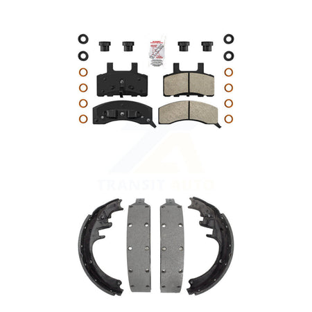 Front Semi-Metallic Disc Brake Pads And Rear Drum Shoes Kit For Dodge Ram 2500 Chevrolet KNN-100186