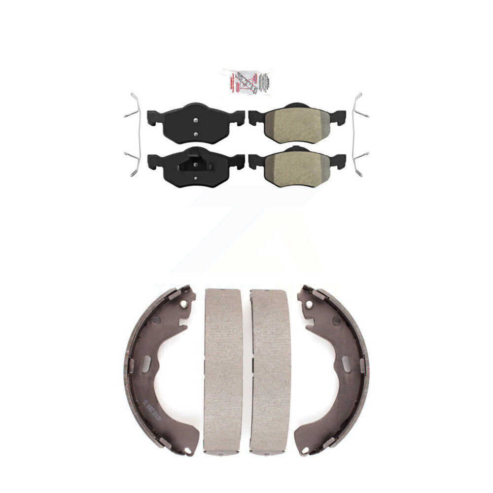 Front Semi-Metallic Disc Brake Pads And Rear Drum Shoes Kit For Ford Escape Mazda Tribute KNN-100193