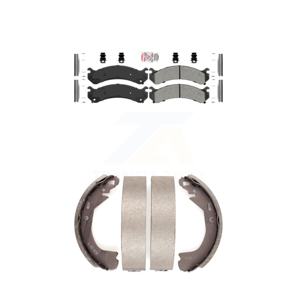 Front Semi-Metallic Disc Brake Pads And Rear Drum Shoes Kit For Cadillac DeVille KNN-100195