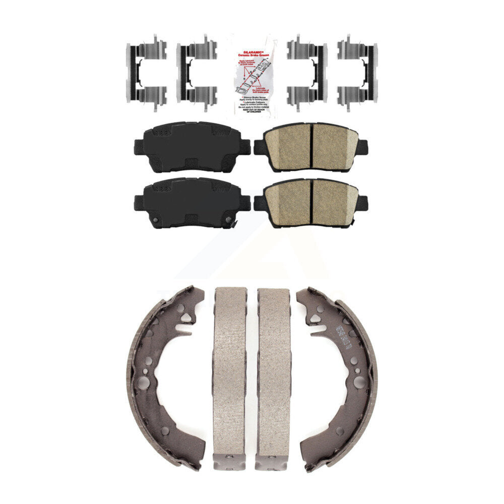 Front Ceramic Disc Brake Pads And Rear Drum Shoes Kit For 2001-2005 Toyota Echo KNN-100198