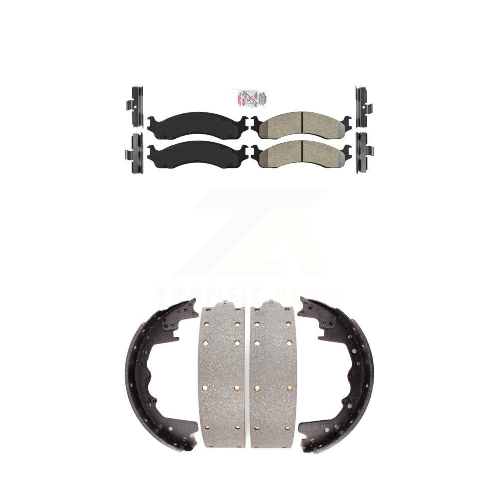 Front Semi-Metallic Disc Brake Pads And Rear Drum Shoes Kit For Ford F-350 F-250 E-350 KNN-100231