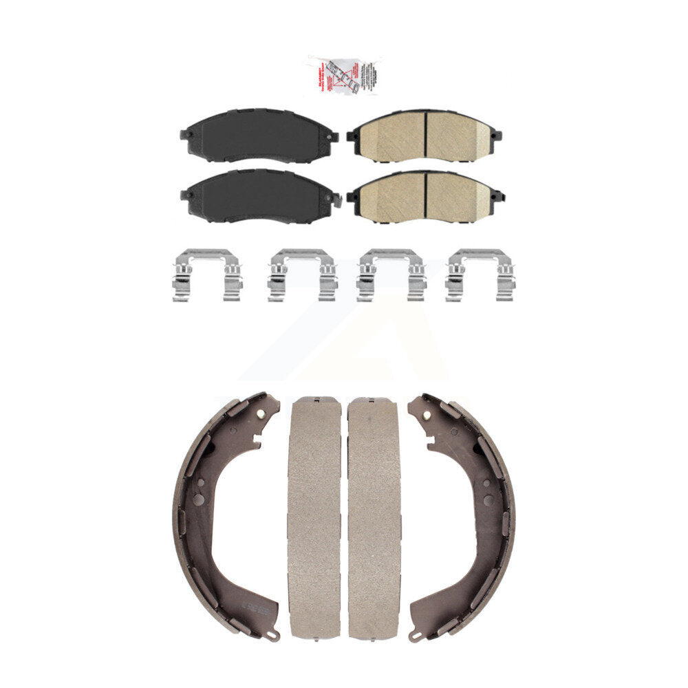 Front Ceramic Disc Brake Pads And Rear Drum Shoes Kit For Nissan Xterra Frontier KNN-100238