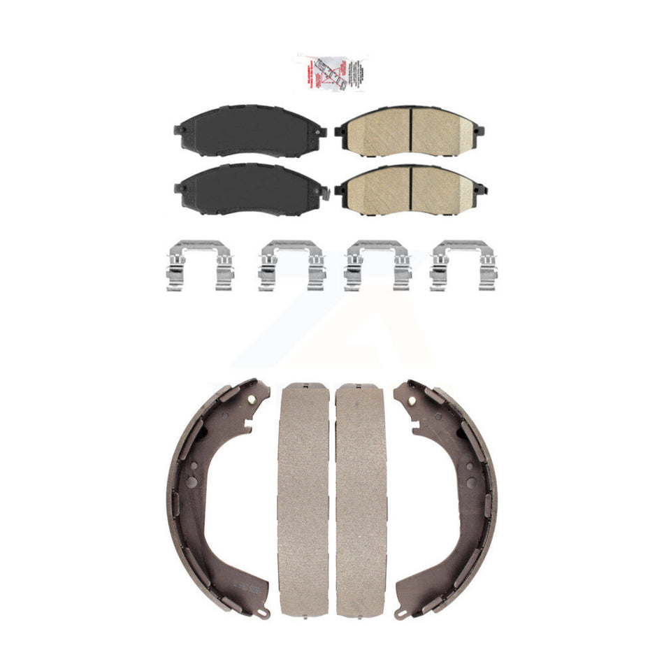 Front Ceramic Disc Brake Pads And Rear Drum Shoes Kit For Nissan Xterra Frontier KNN-100238