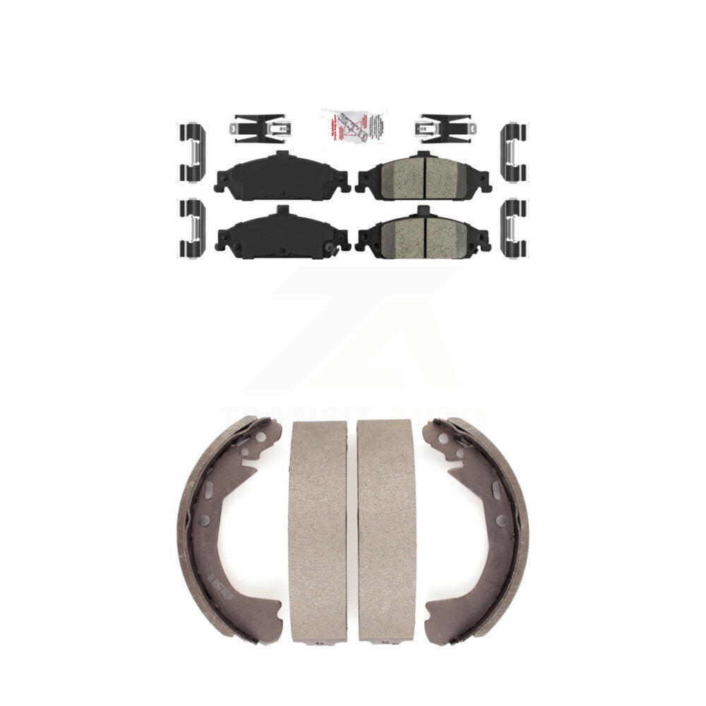 Front Ceramic Disc Brake Pads And Rear Drum Shoes Kit For Pontiac Grand Am Chevrolet KNN-100247