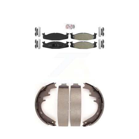 Front Semi-Metallic Disc Brake Pads And Rear Drum Shoes Kit For Ford E-150 Econoline Club KNN-100268