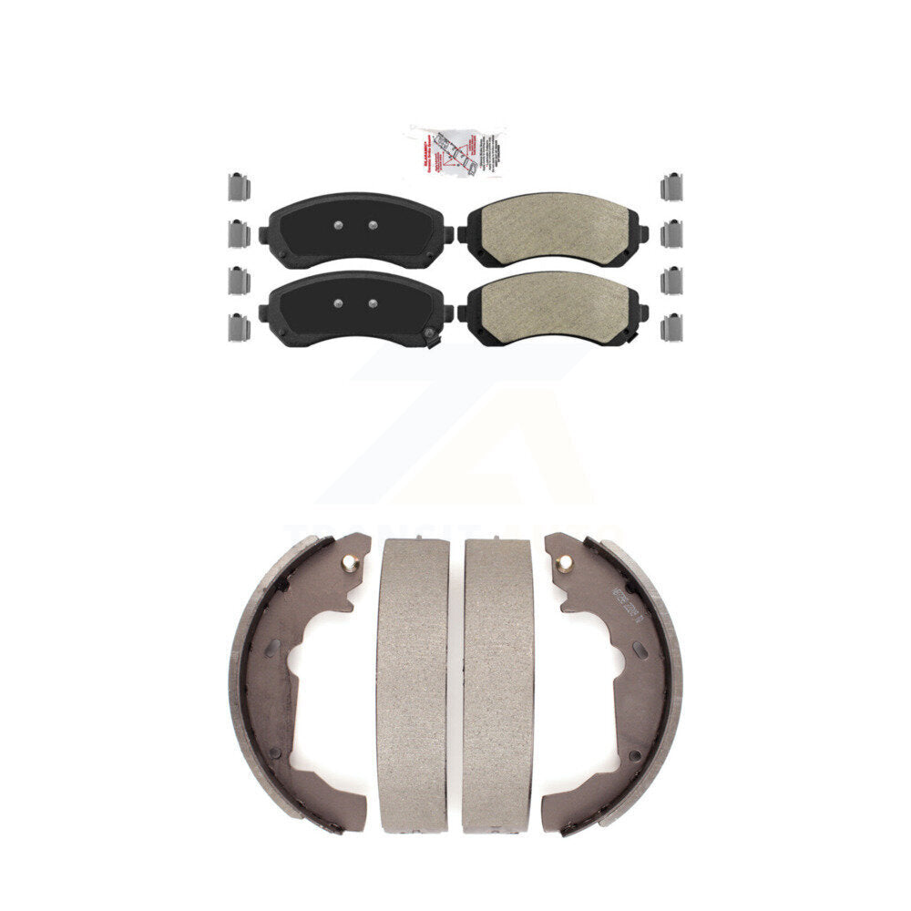 Front Semi-Metallic Disc Brake Pads And Rear Drum Shoes Kit For 2001-2005 Pontiac Aztek KNN-100276