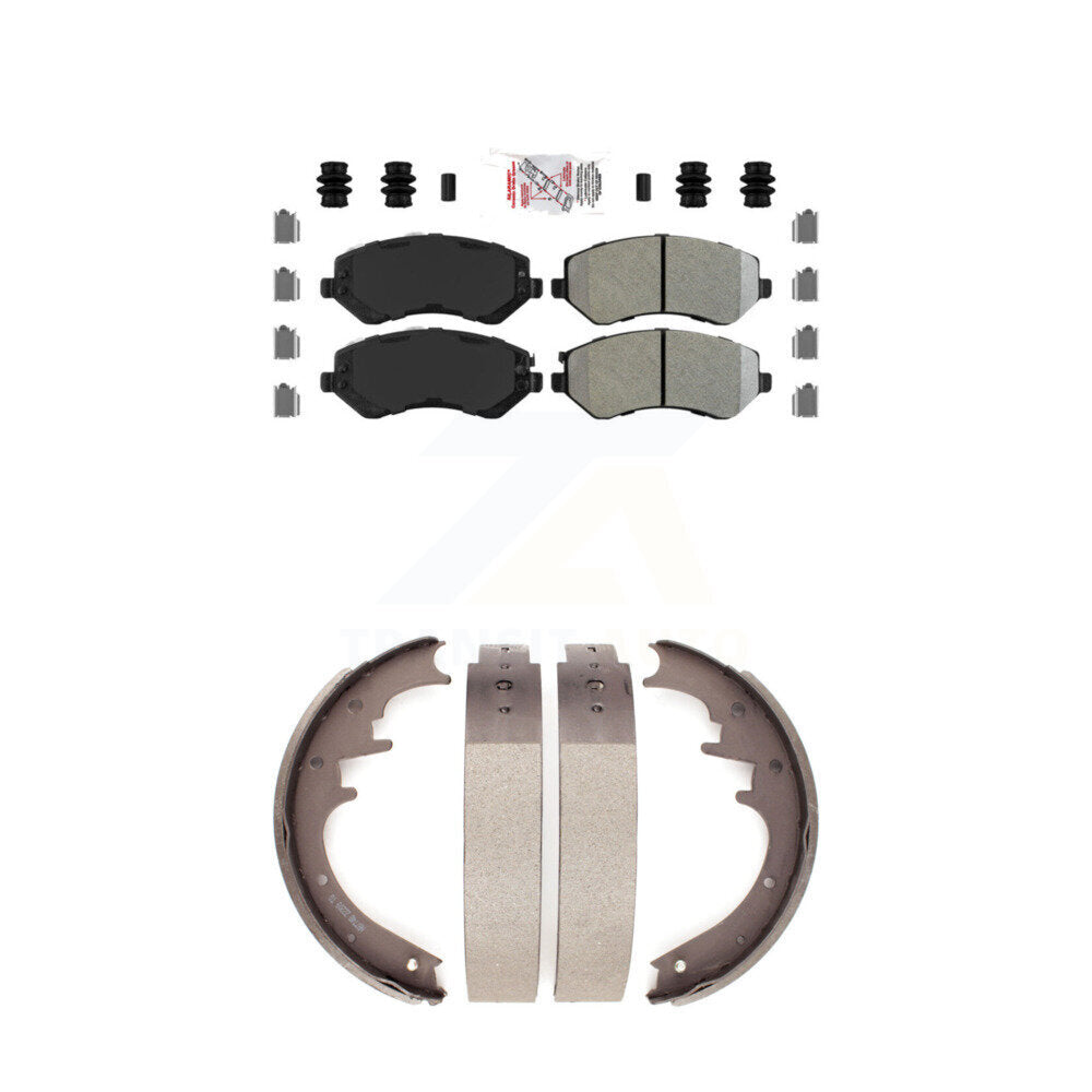 Front Semi-Metallic Disc Brake Pads And Rear Drum Shoes Kit For 2002 Jeep Liberty KNN-100278