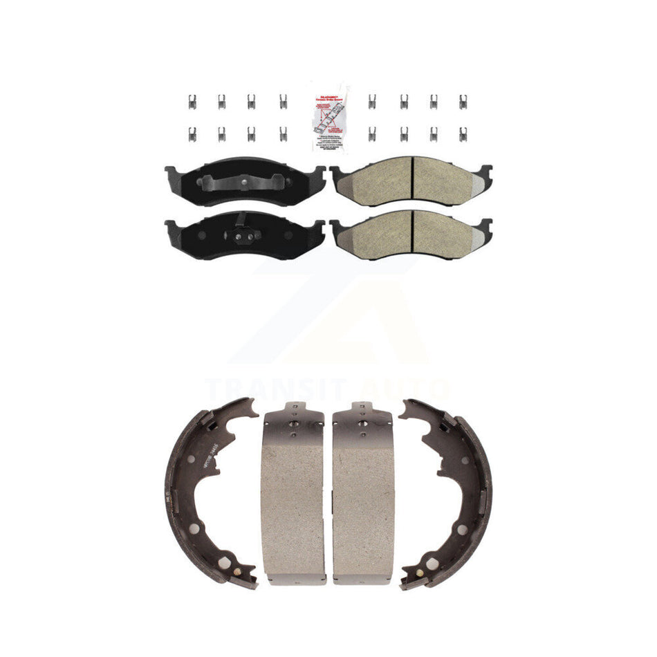 Front Semi-Metallic Disc Brake Pads And Rear Drum Shoes Kit For Jeep Wrangler Cherokee KNN-100283