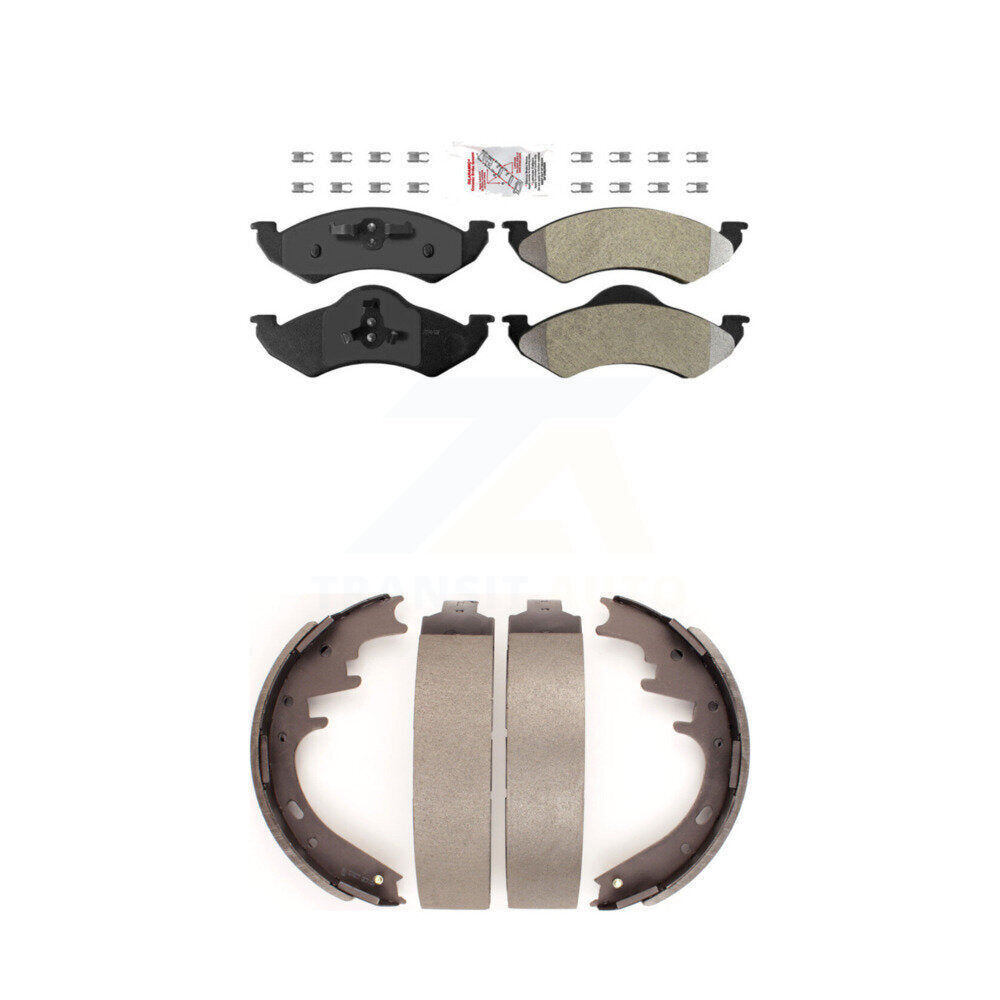 Front Semi-Metallic Disc Brake Pads And Rear Drum Shoes Kit For Dodge Dakota Durango KNN-100287