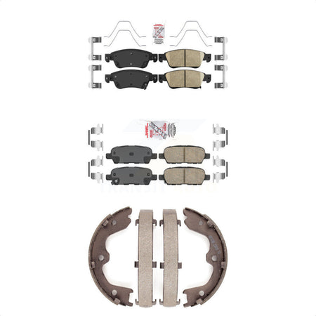 Front Rear Ceramic Disc Brake Pads And Parking Shoes Kit For INFINITI G37 G35 KNN-100309
