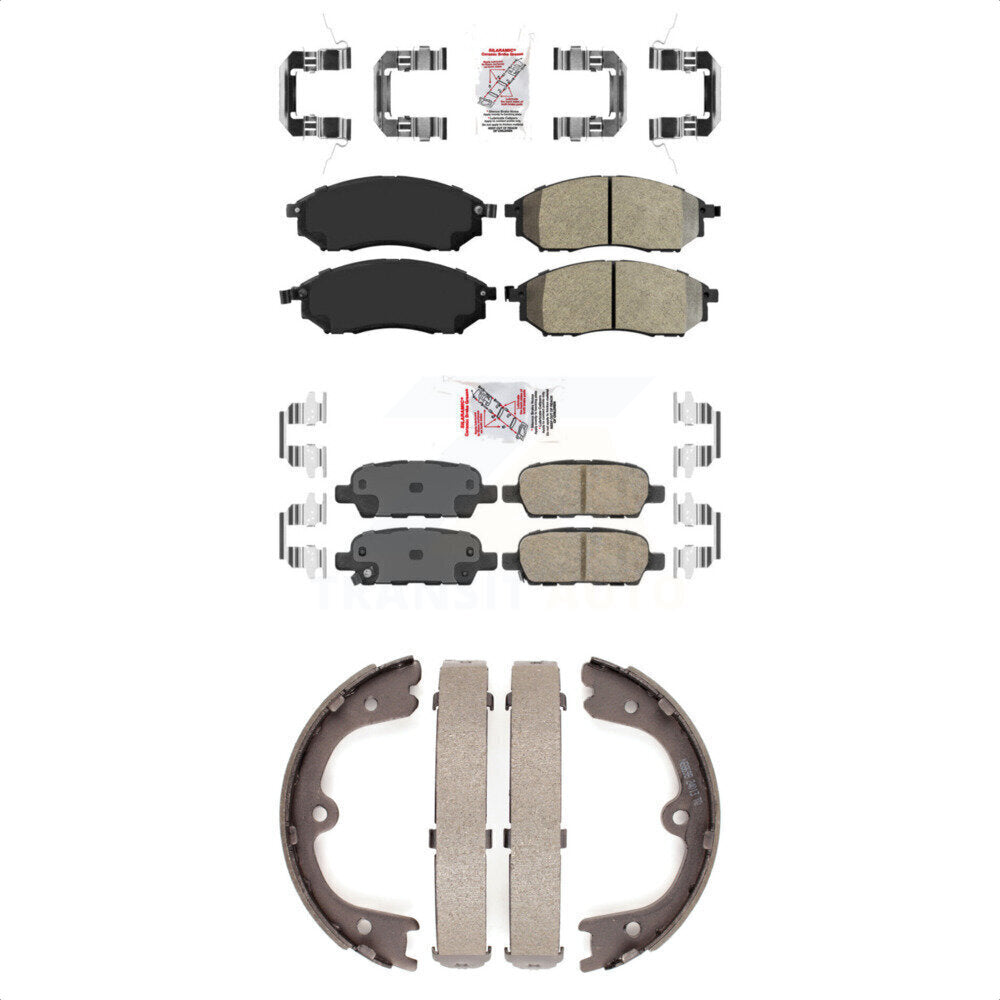 Front Semi-Metallic Rear Ceramic Disc Brake Pads And Parking Shoes Kit For KNN-100312