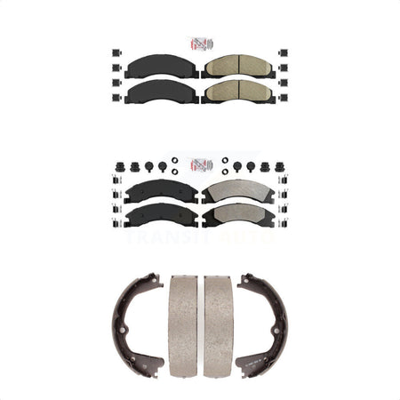 Front Ceramic Rear Semi-Metallic Disc Brake Pads And Parking Shoes Kit For KNN-100317