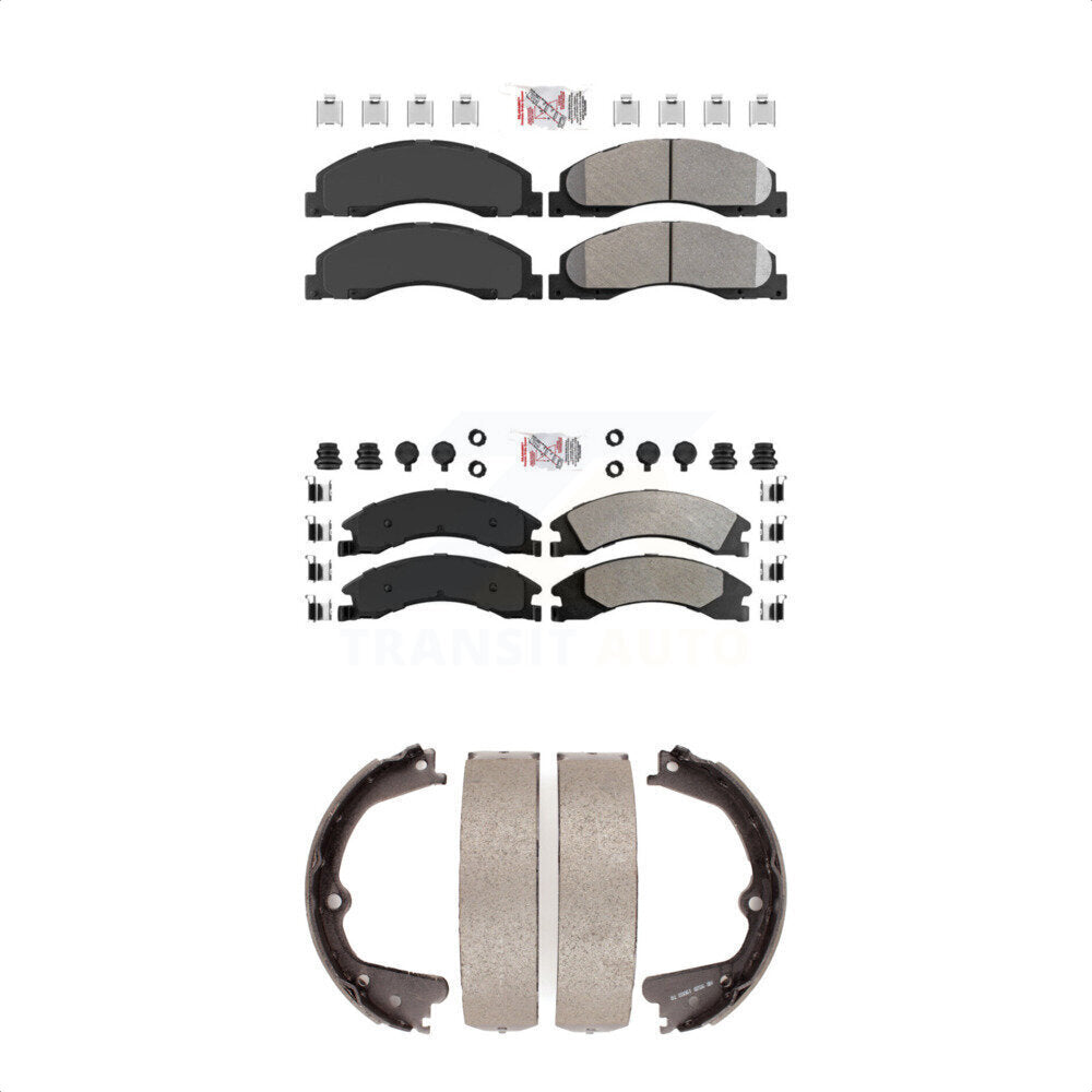 Front Rear Semi-Metallic Disc Brake Pads And Parking Shoes Kit For Ford E-350 KNN-100319