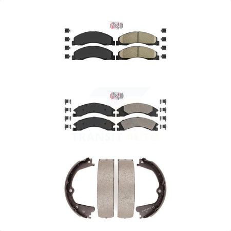 Front Ceramic Rear Semi-Metallic Disc Brake Pads And Parking Shoes Kit For KNN-100320