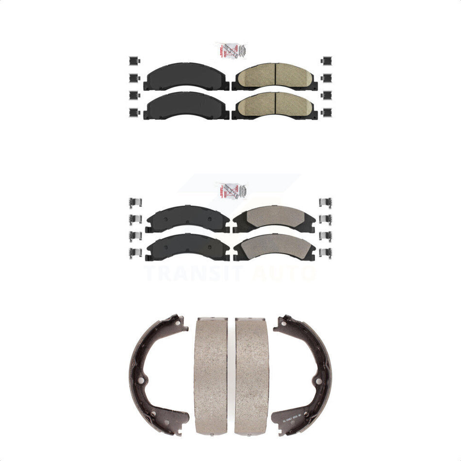 Front Ceramic Rear Semi-Metallic Disc Brake Pads And Parking Shoes Kit For KNN-100320
