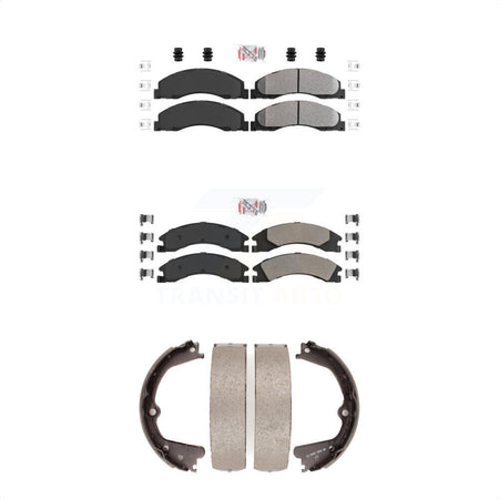 Front Rear Semi-Metallic Disc Brake Pads And Parking Shoes Kit For Ford E-350 KNN-100321