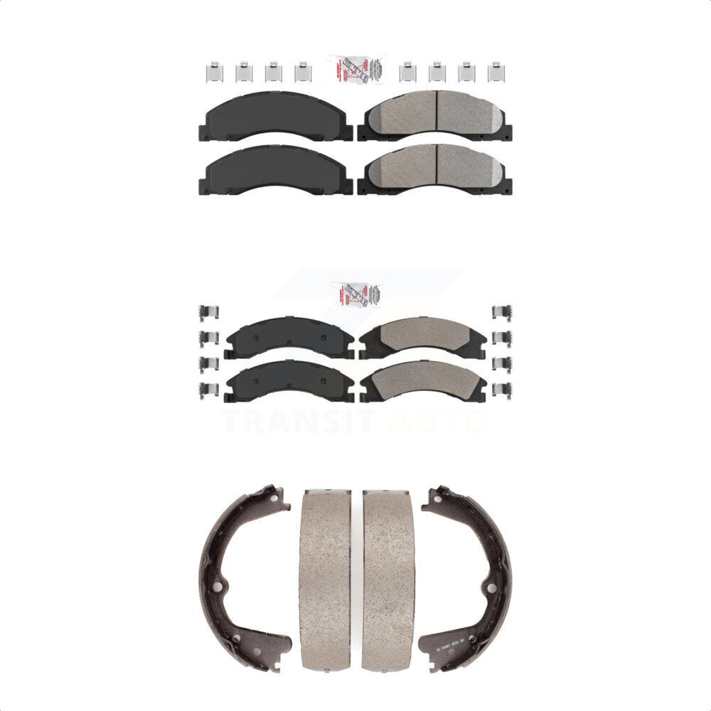 Front Rear Semi-Metallic Disc Brake Pads And Parking Shoes Kit For Ford E-350 KNN-100322