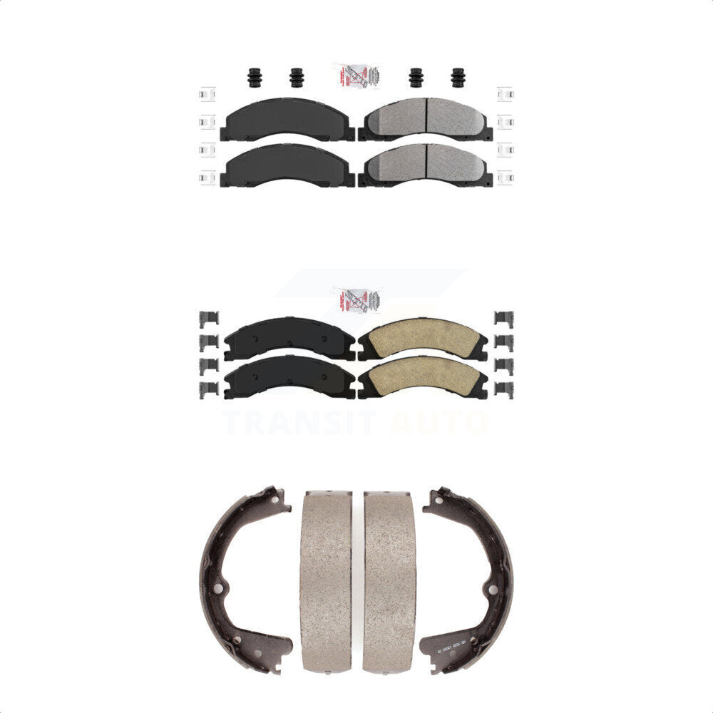Front Semi-Metallic Rear Ceramic Disc Brake Pads And Parking Shoes Kit For KNN-100327