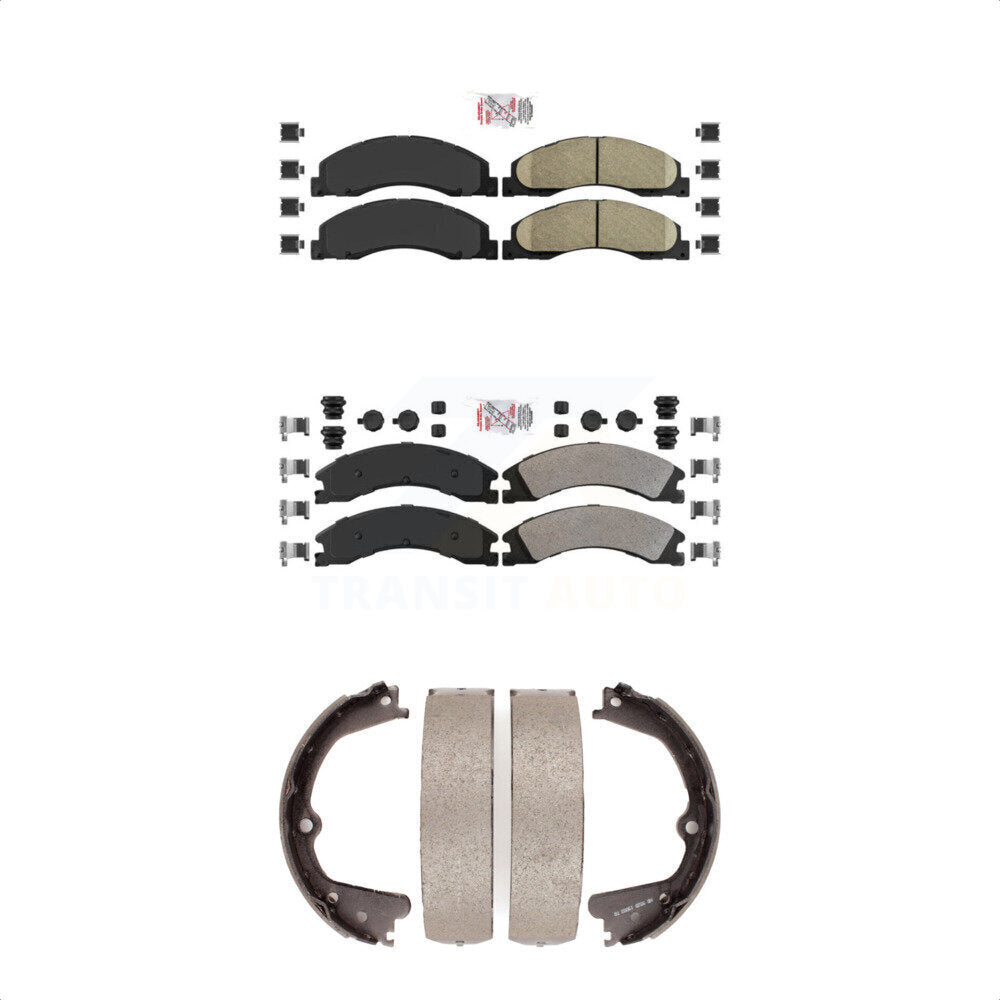 Front Ceramic Rear Semi-Metallic Disc Brake Pads And Parking Shoes Kit For KNN-100329