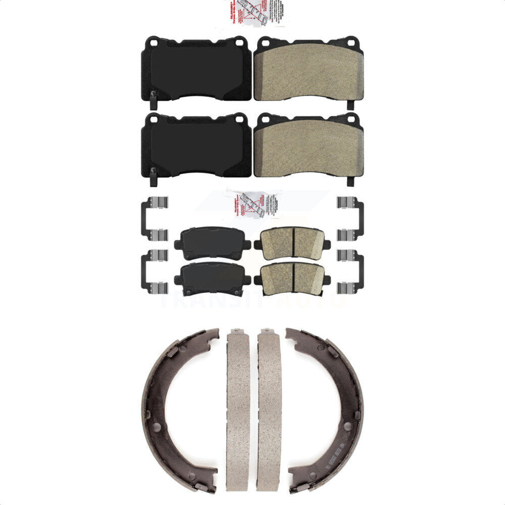Front Semi-Metallic Rear Ceramic Disc Brake Pads And Parking Shoes Kit For KNN-100341